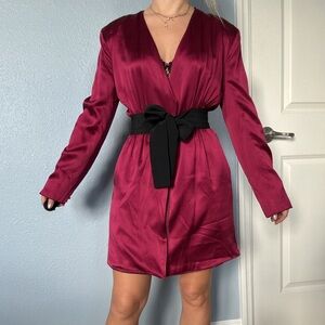 Fleur du Mal Rich Burgundy Silk Satin Dress in size 0